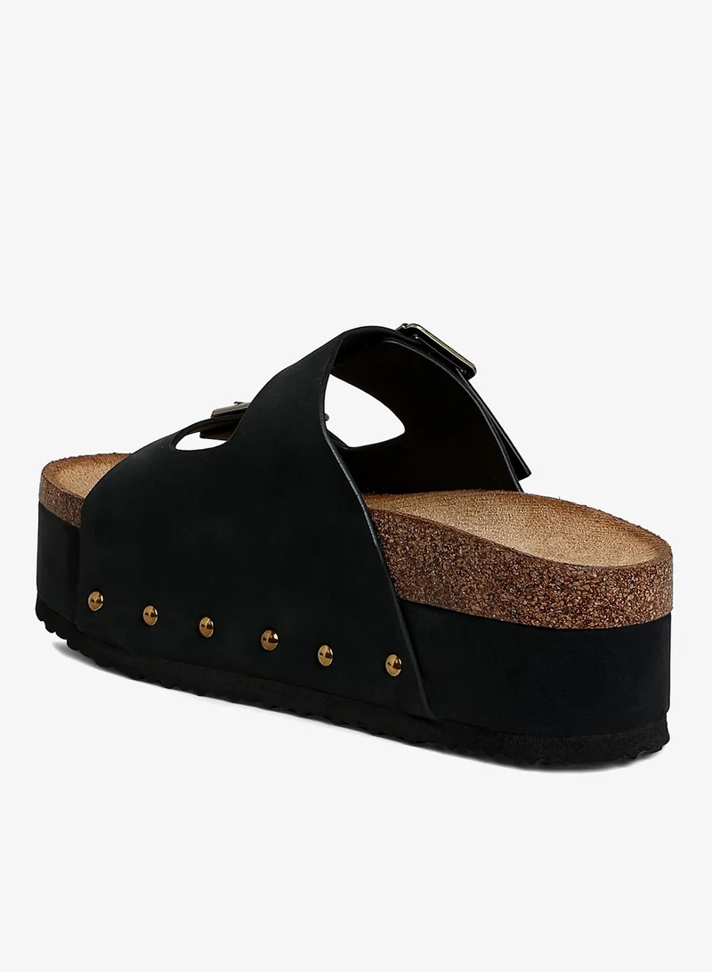 London Rag Studded Faux Leather Slip Ons in Black