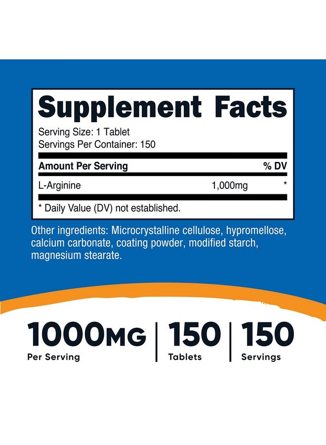 Nutricost أقراص لارجينين 1000 ملغ من الأحماض الأمينية (150 قرص) - Image 3