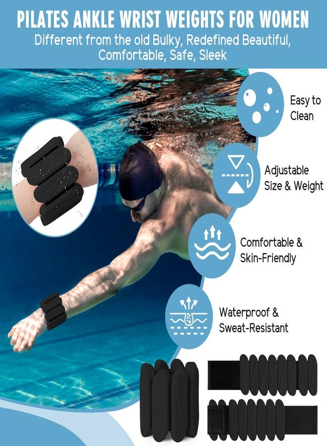 Gallia Wrist Weights, 2Pack Wearable Wrist Ankle Weights for Women and Men, Adjustable Silicone Arm and Leg Wrist Bracelets for Walking, Yoga, Pilates and Gym, 2lb (Black) - Image 4