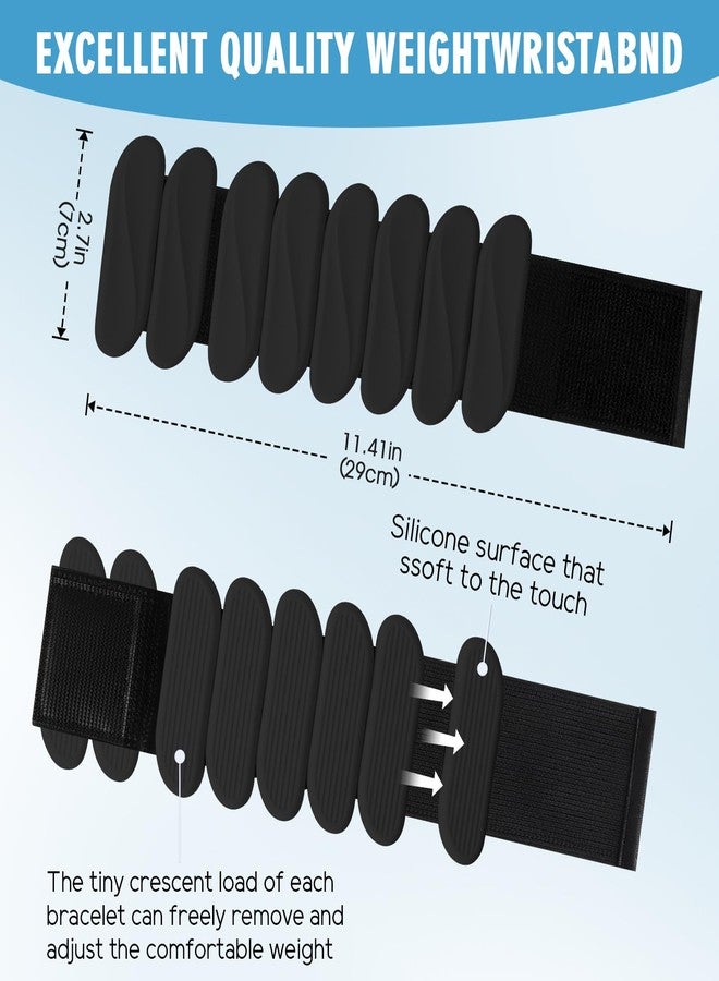 Gallia Wrist Weights, 2Pack Wearable Wrist Ankle Weights for Women and Men, Adjustable Silicone Arm and Leg Wrist Bracelets for Walking, Yoga, Pilates and Gym, 2lb (Black) - Image 2