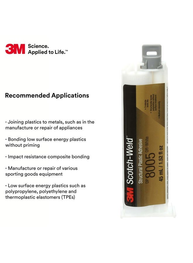 3M Scotch-Weld Structural Plastic Adhesive DP8005 Off-White, 45mL Duo-Pak - Image 3