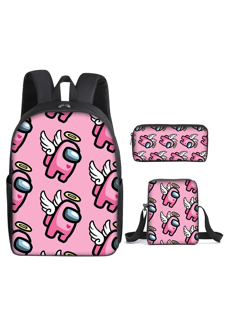 Children's leisure load reducing large capacity printed backpack for elementary school students, 3-piece set - Image 1