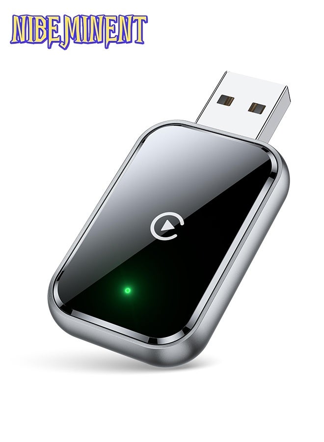 NIBEMINENT Wireless CarPlay Adapter for iPhone, Convert Wired to Wireless Apple CarPlay Adapter, Mini Size with Extension Cable USB & USB-C/Type-C, Stable Control & No Delay, Black - Image 1