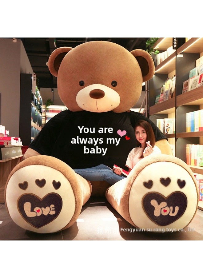 Large Bear Net Red Products Teddy Bear Doll Doll Plush Hair Doll Shake Tonic Stall Teddy Bear-Color:Brown T-Shirt/Forever Baby-Height:Full Length 1.2m Right Angle 140cm  - Image 1