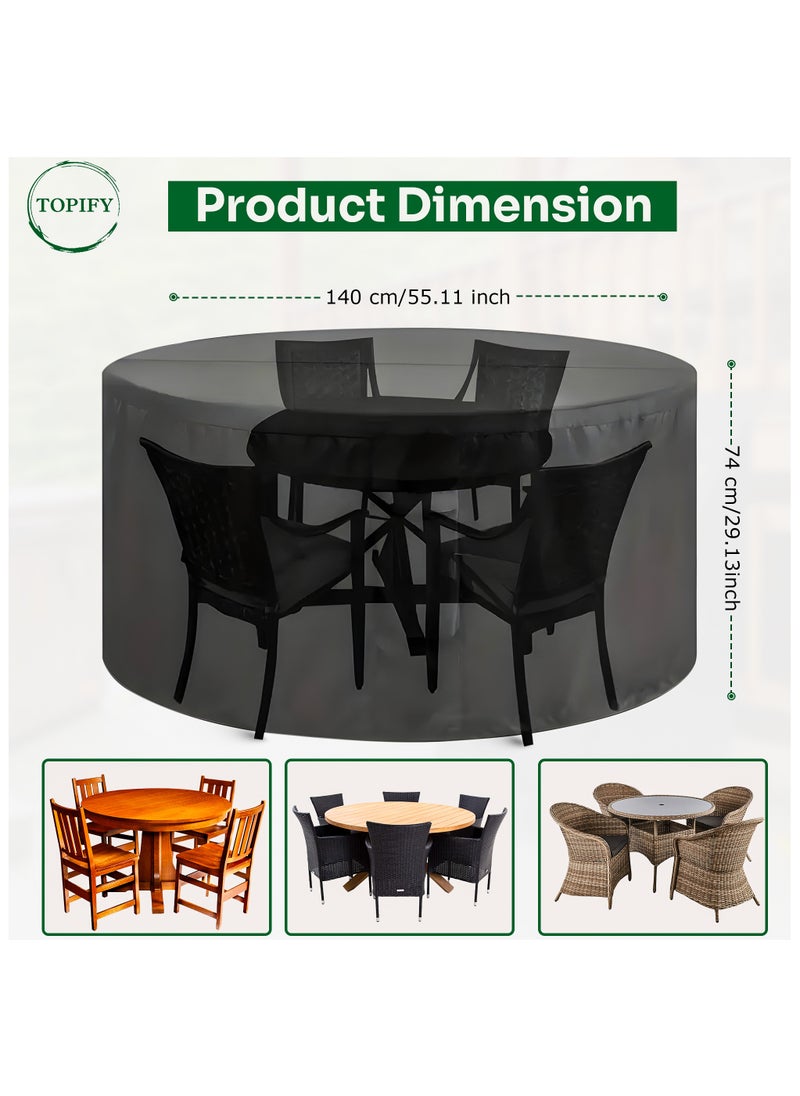 Topify TOPIFY Round Patio Furniture cover, Oxford Material 210D Table Cover, Outdoor Furniture Cover Waterproof, UV Resistant- 140 x 74 cm  - Image 2