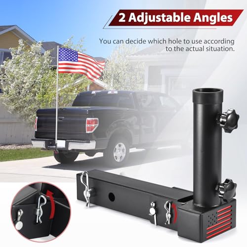 GADFISH Trailer Hitch Flagpole Mount - Universal Flag Mount for 2" Receiver, Black (1 Flagpole) - Image 4