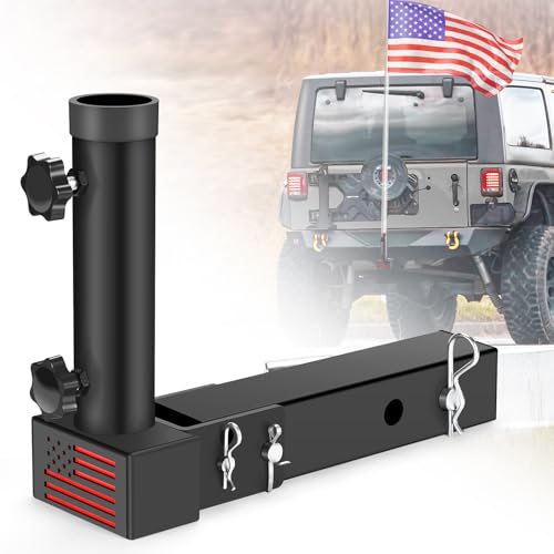 GADFISH Trailer Hitch Flagpole Mount - Universal Flag Mount for 2" Receiver, Black (1 Flagpole) - Image 1