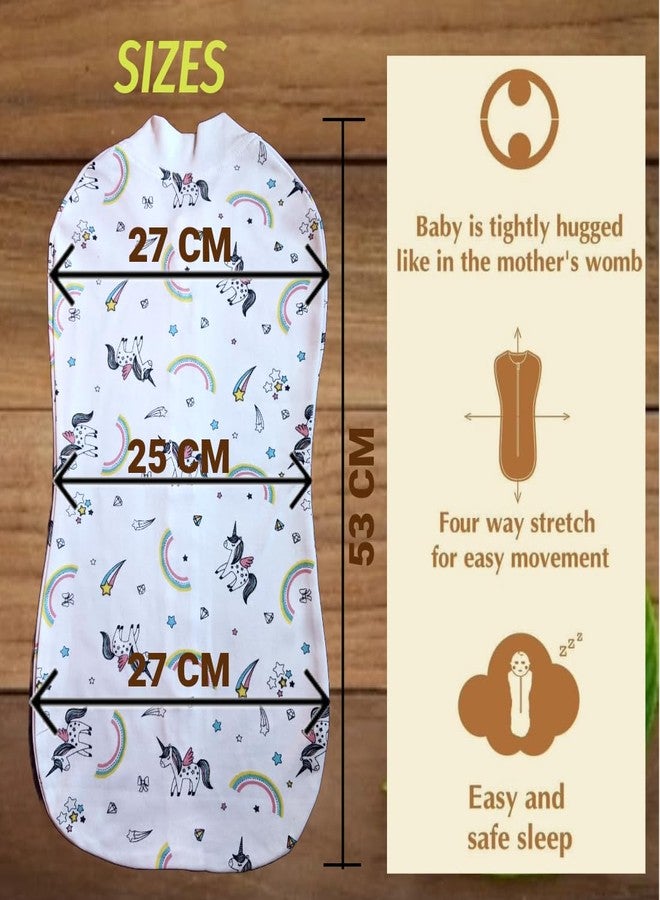 MammaChamp Zipper Swaddle Sleeping Sack/Pod/Wrap/Blankets/Bag New Born Baby for 0-3 Months (Pack of 1) (Aeroplane Design) (Unicorn Design) - Image 3