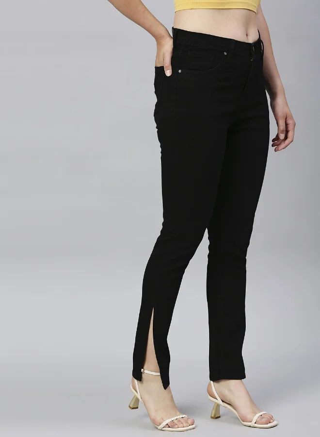 HIGH STAR Women Black High-Rise Highly Distressed Heavy Fade Stretchable Jeans