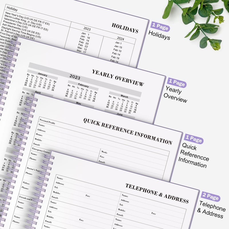 ASTEN Planner Undated, Asten Daily Planner Agenda with To Do List, Hourly Planners for Women and Men, Spiral Appointment Book Planners Notebook with Elastic Closure, Day Planner for ADHD 8.5" x 11" (Purple) - Image 5