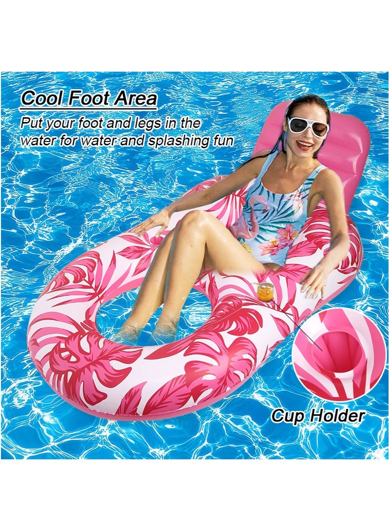 TAPIT 140x90cm Inflatable Pool Float Lounge Chair for Adults, Thickened Floating Chair for Men and Women, Water Lounge Chair with Backrest and Cup Holders, Floating Bed for Swimming Pool and Water Parties (Pink) - Image 4