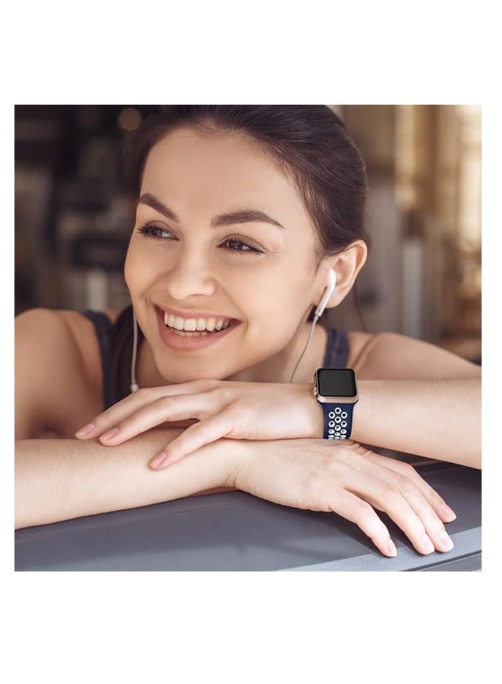 ten.tech Sport Band Compatible with Apple Watch Band Ultra 49mm 45mm 44mm 42mm 46mm for Men Women,Soft Silicone Breathable Strap Sport Band for iWatch Ultra 2 SE Series 9 8 7 6 5 4 3 2 1 - Image 2