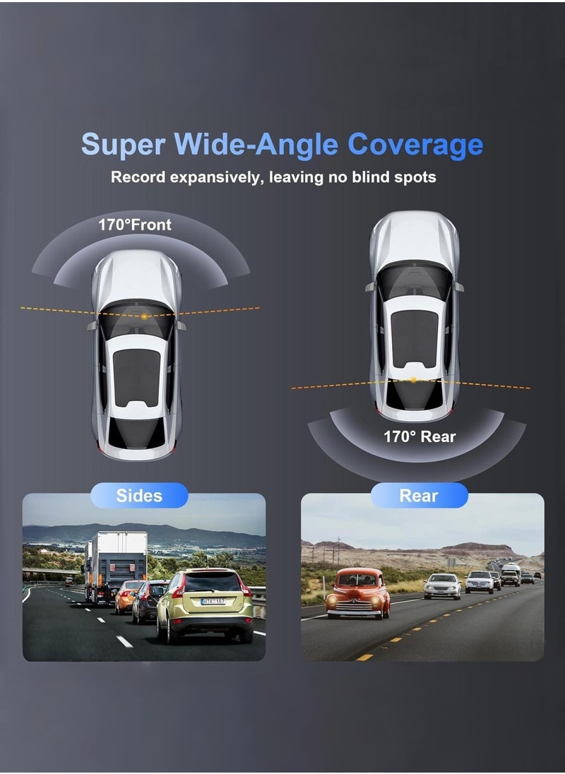 Dash Cam Front and Rear,4K UHD Dual Dash Camera for Cars,Built-in 5G WiFi GPS,128GB Card,170°Wide Angle,Car Camera with 3.2" Screen,Night Vision,App Control,Loop Rarking Modeecording,HDR,24H P
