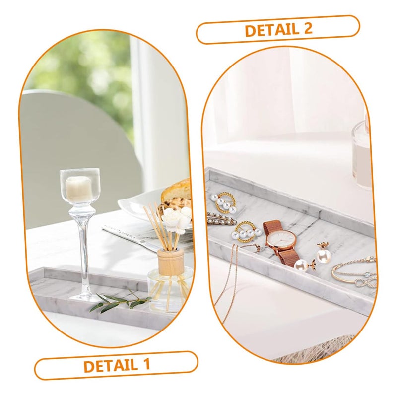 Large Capacity Marble Pattern Tray For Vanity Counter Kitchen Bathroom Multipurpose Accessory - Image 3
