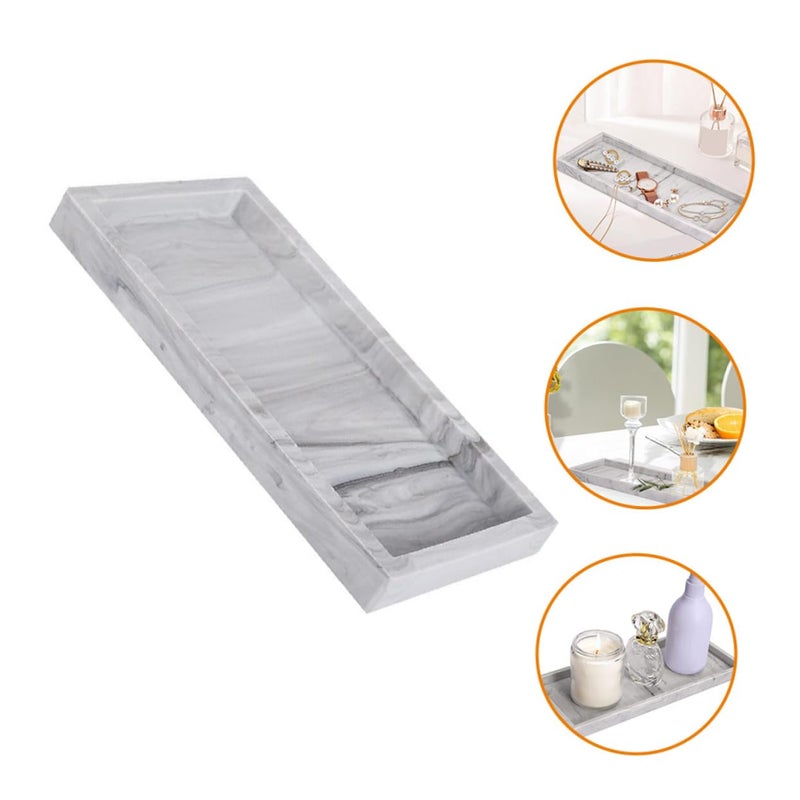 Large Capacity Marble Pattern Tray For Vanity Counter Kitchen Bathroom Multipurpose Accessory - Image 4