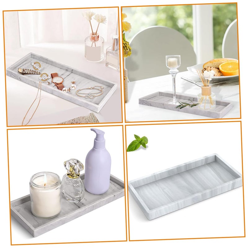 Large Capacity Marble Pattern Tray For Vanity Counter Kitchen Bathroom Multipurpose Accessory - Image 5