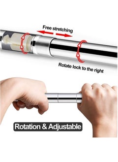 Rubik Shower Curtain Rod L Shape with 12pcs Curtain Hooks Rings- Tension Rod Adjustable Extendable Ends No Drill Adhesive Based Holders (60-80cm & 80-120cm)  - Image 3