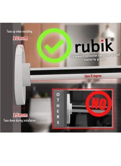 Rubik Shower Curtain Rod L Shape with 12pcs Curtain Hooks Rings- Tension Rod Adjustable Extendable Ends No Drill Adhesive Based Holders (60-80cm & 80-120cm)  - Image 4