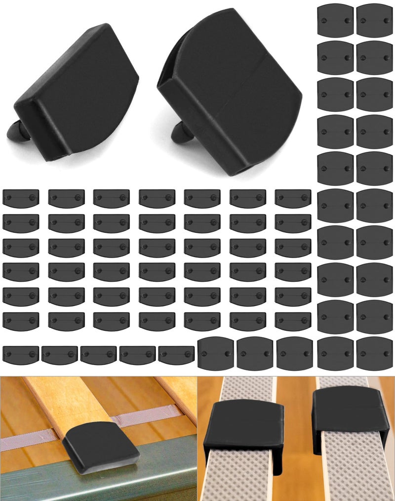 QWORK 72 Pcs Plastic Bed Slat Caps Side and Center Bed Slats Holders Replacement for Single Double and King Size Beds 55mm x 9mm Inside
