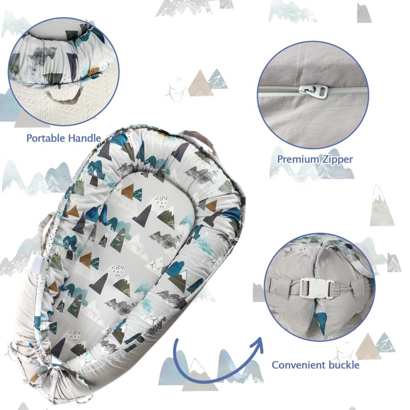 TANOFAR Baby Lounger Replacement Cover, Newborn Lounger cover for 0-12 Months, Breathable & Portable Infant Lounger Case, Soft Baby Floor Seat Cover for Travel, Machine Washable (Cover Only), Mountain - Image 2