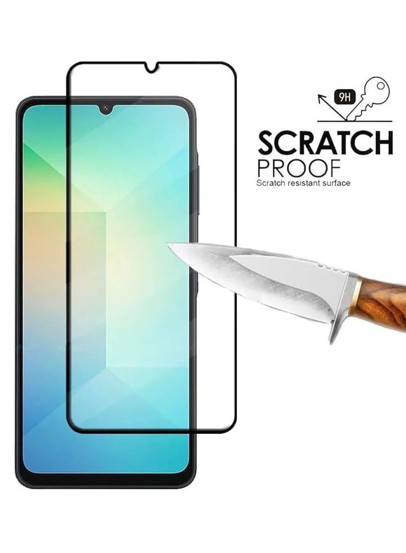 أكاليكس واقي شاشة لهاتف Samsung Galaxy A06 بحافة سوداء، مضاد للخدش، شفافية عالية، مضاد لبصمات الأصابع، مضاد للتلطخ، واقي شاشة ممتاز من الزجاج المقسى لهاتف Galaxy A06 - Image 4