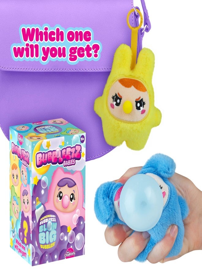 The Orb Factory ORB Bubbleez Babies Plush Keychain Charms Assorted Blind Box - 1 Individual Bubbleez Baby Fidget Toy - Squeeze To Blow Big Bubble - Collectible Charm Squeeze Toys for Backpacks Keys Handbags More - Image 2