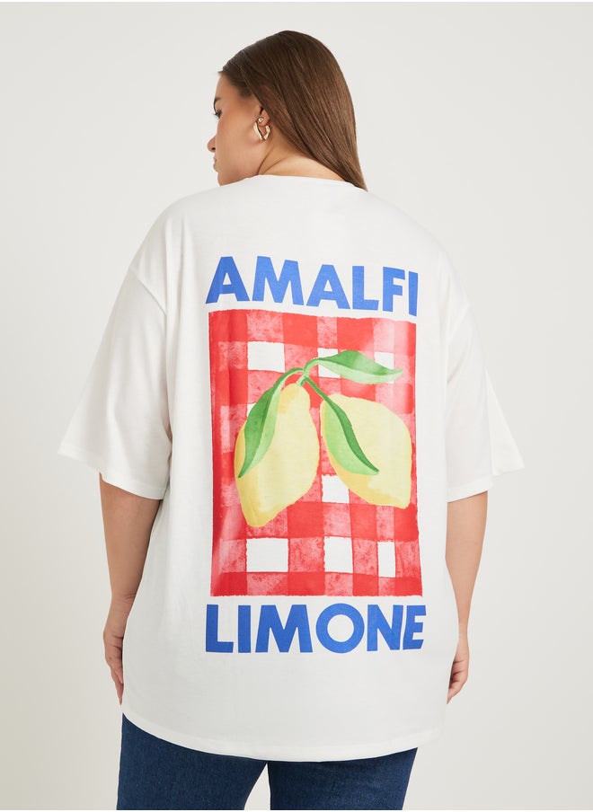 Styli Plus Size Graphic Print Round Neck T-Shirt  - Image 5