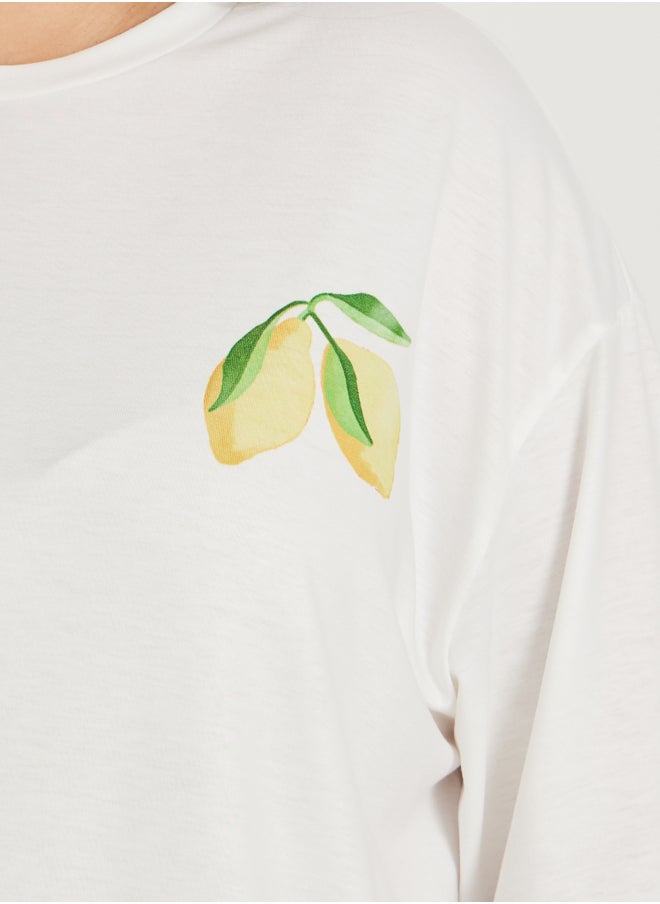Styli Plus Size Graphic Print Round Neck T-Shirt  - Image 4