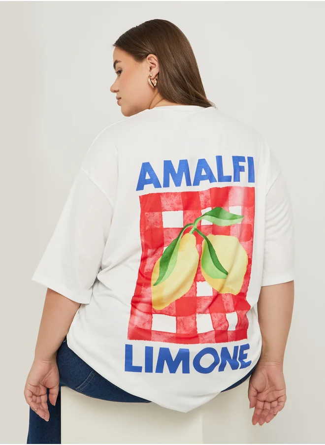 ستايلي Plus Size Graphic Print Round Neck T-Shirt