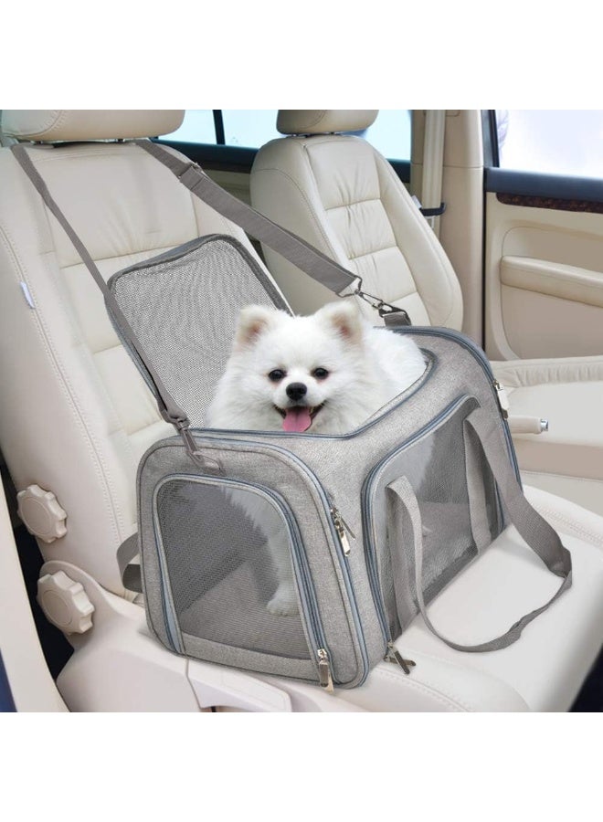 Cat and dog pet bag, medium to large animal soft surface travel bag, large dog and cat carrying device, suitable for puppies under 25 pounds, large dog carrying strap, soft folding travel puppy transport box - large - gray - Image 3
