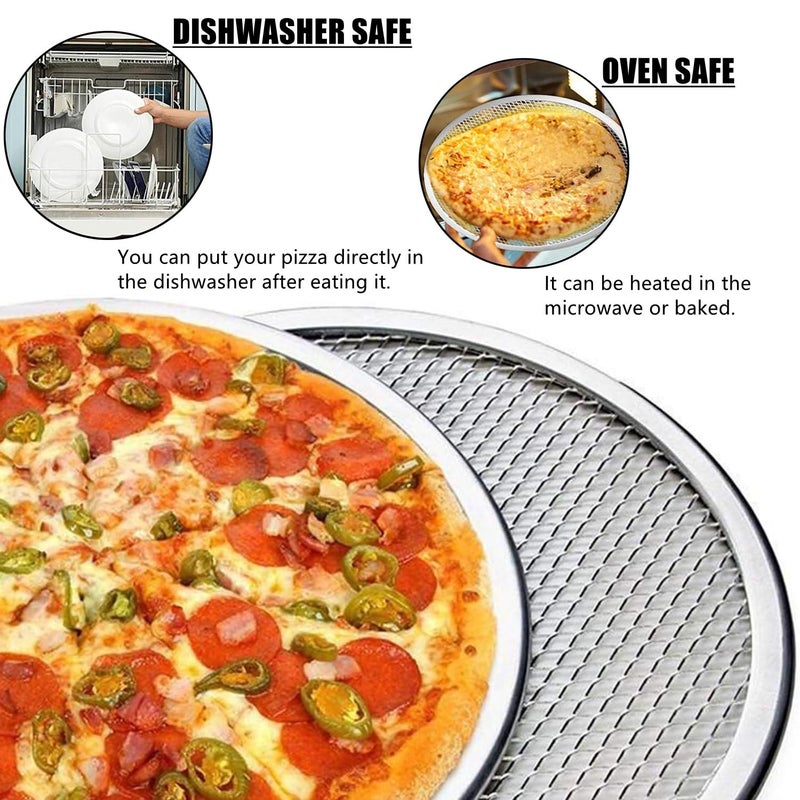 Rhblme Pizza Screen Pizza Screen 12 Inch Aluminum Alloy Seamless Pizza Screens Food Grade Pizza Baking Screen Nonstick Pizza Tray For Oven Dishwasher Safe & Microwave Safe - Image 3