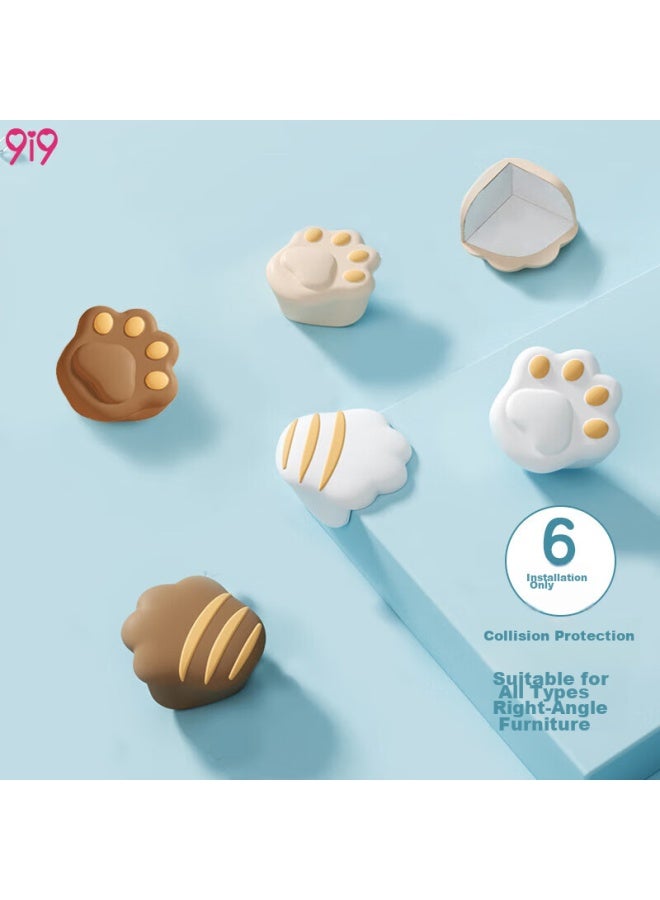 9i9 Baby Corner Guards, 6-pack, Infant Anti-collision Protectors, Table Edge Cushions, Coffee Table Corner Protectors, 22a108 Cat Paw Design - Image 1