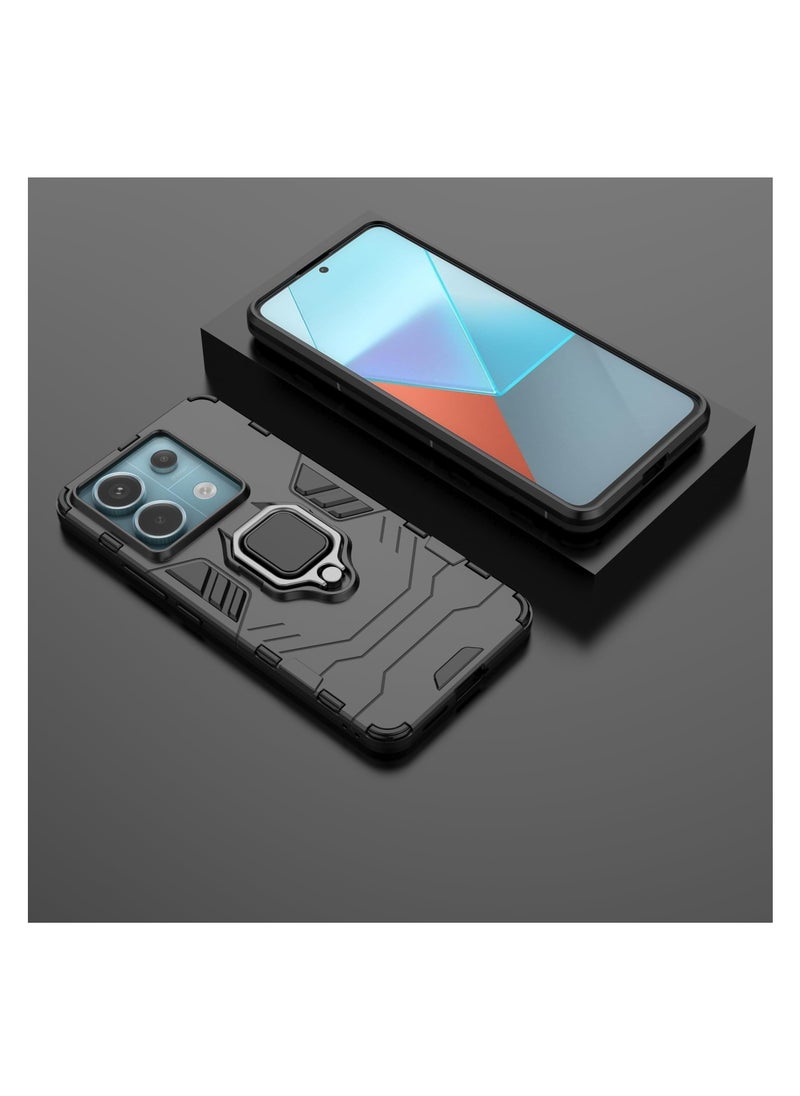 [1+2] Case for Xiaomi Redmi Note 13 Pro 5G with Tempered Glass Screen Protector, Dual Layer Heavy Duty Mil- Grade Shockproof Case with Magnetic Loop Holder (Note 13 Pro 5G)