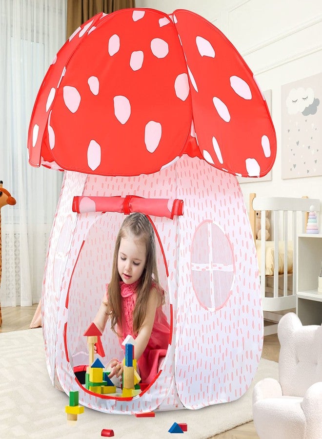 CRAWLBO Play Tent for Kids Pop Up Tent Indoor Outdoor Boys and Girls Playhouse with Exquisite Design for Imaginative Mushroom Tent by CRAWLBO Patented(RED/Large) - Image 1
