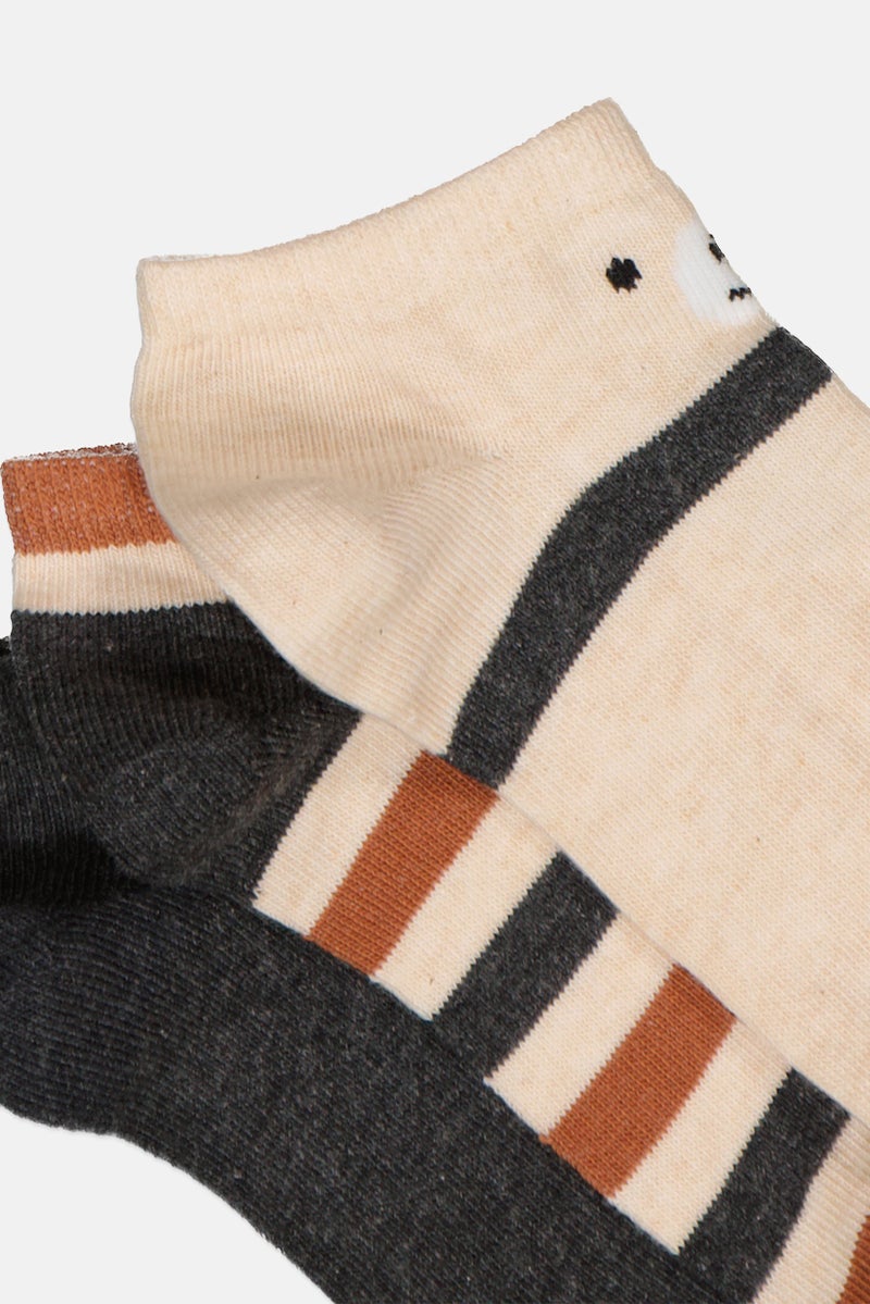 Mudd Kids Girl 3 Pairs Stripes Ankle Socks, Multicolor - Image 2