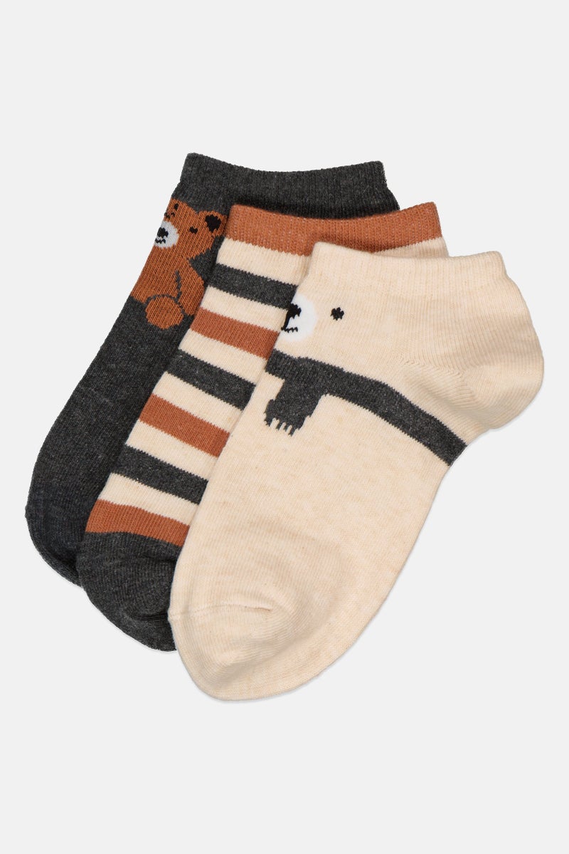 Mudd Kids Girl 3 Pairs Stripes Ankle Socks, Multicolor - Image 1