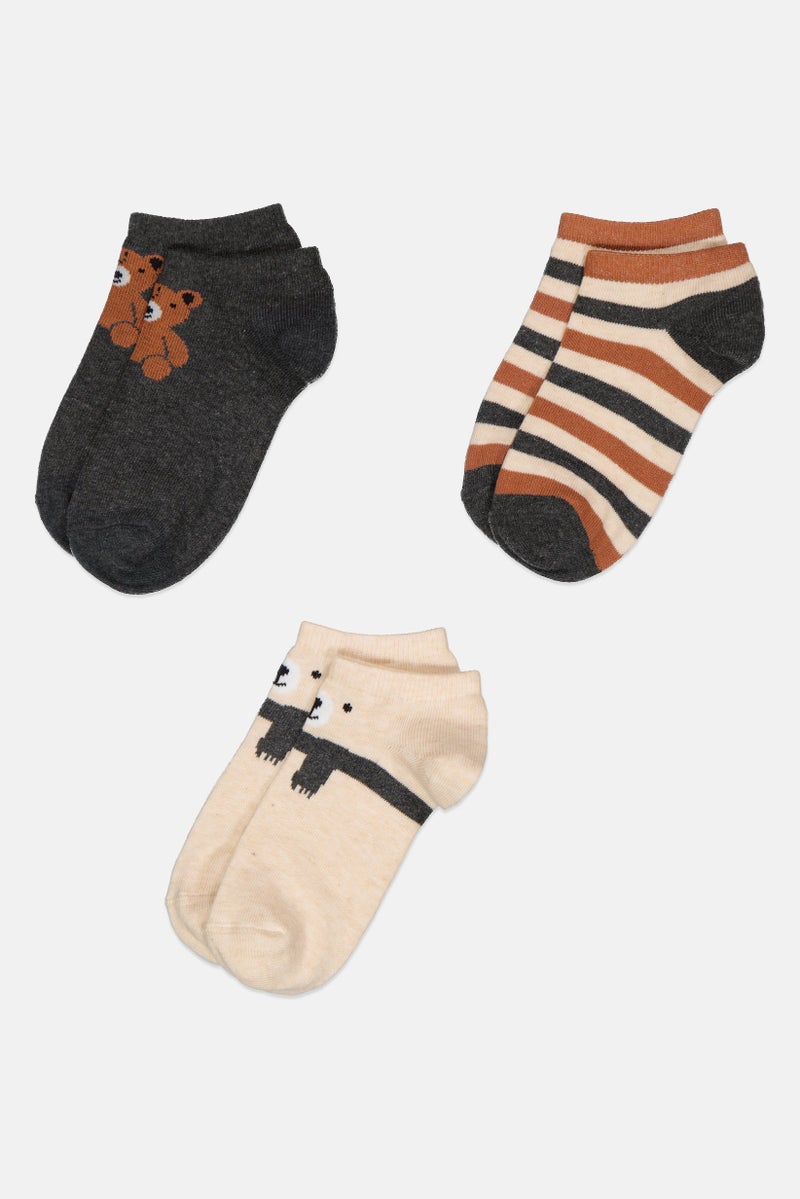 Mudd Kids Girl 3 Pairs Stripes Ankle Socks, Multicolor - Image 2