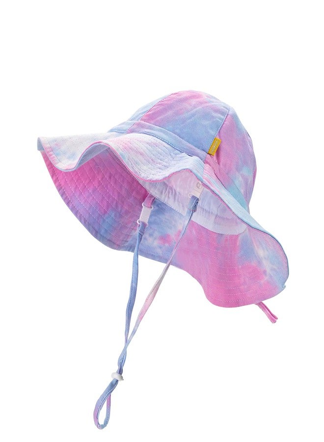 DASMINI Baby & Toddler Tie Dye Wide Brim Girls Sun Hats Summer Beach Kids Cute Caps for 0-5 Years, Tie Dye 1, 0-6 Months - Image 1