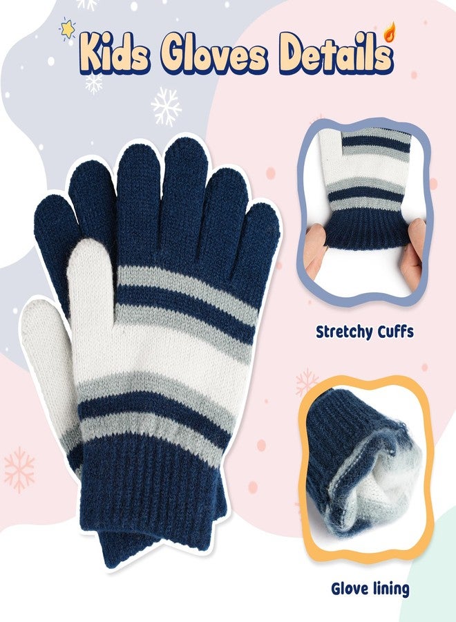 Bessteven Kids Winter Hat Gloves Scarf: Boys Beanie Hats Gloves Set, Navy Blue, One Size - Image 4
