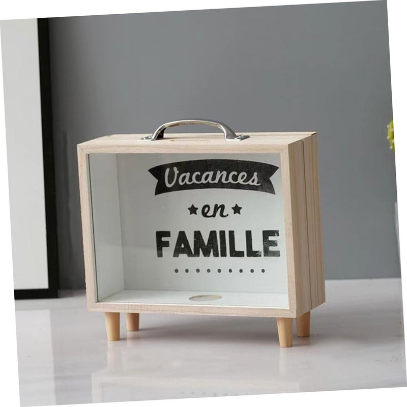 Wood Frame Piggy Bank Set 2pcs Square Decorative Money Saving Jar With Coin Slot For Home Office - Image 5