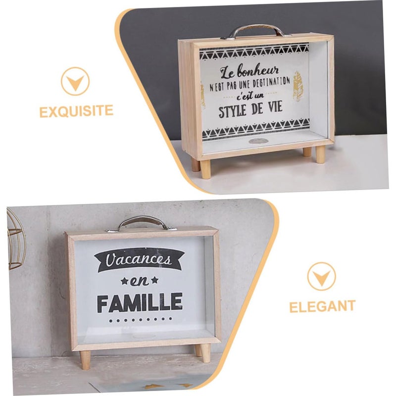 Wood Frame Piggy Bank Set 2pcs Square Decorative Money Saving Jar With Coin Slot For Home Office - Image 4