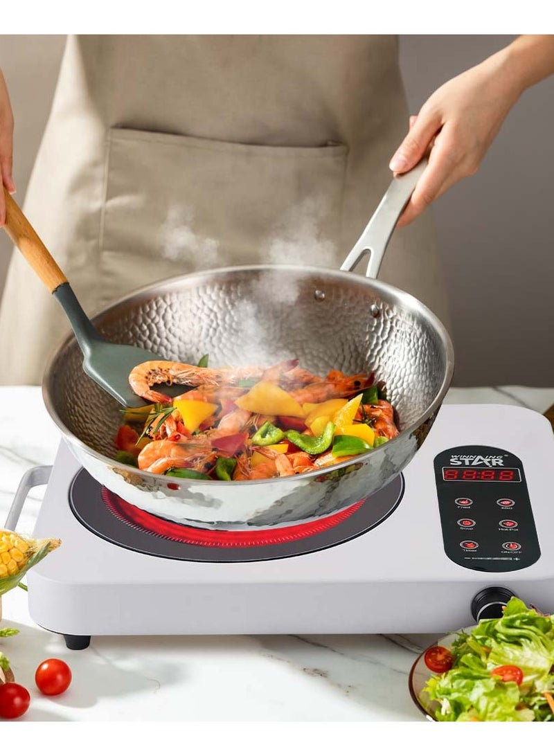 Winning Star 2200W Infrared Induction Cooktop, Electric Stove Burner, Electric Hot Plate, Single Electric Cooktops Countertop Stoveck for Home Dorm Office, Temperature Controls, Power Indicator Lights, Easy to Clean - Image 1