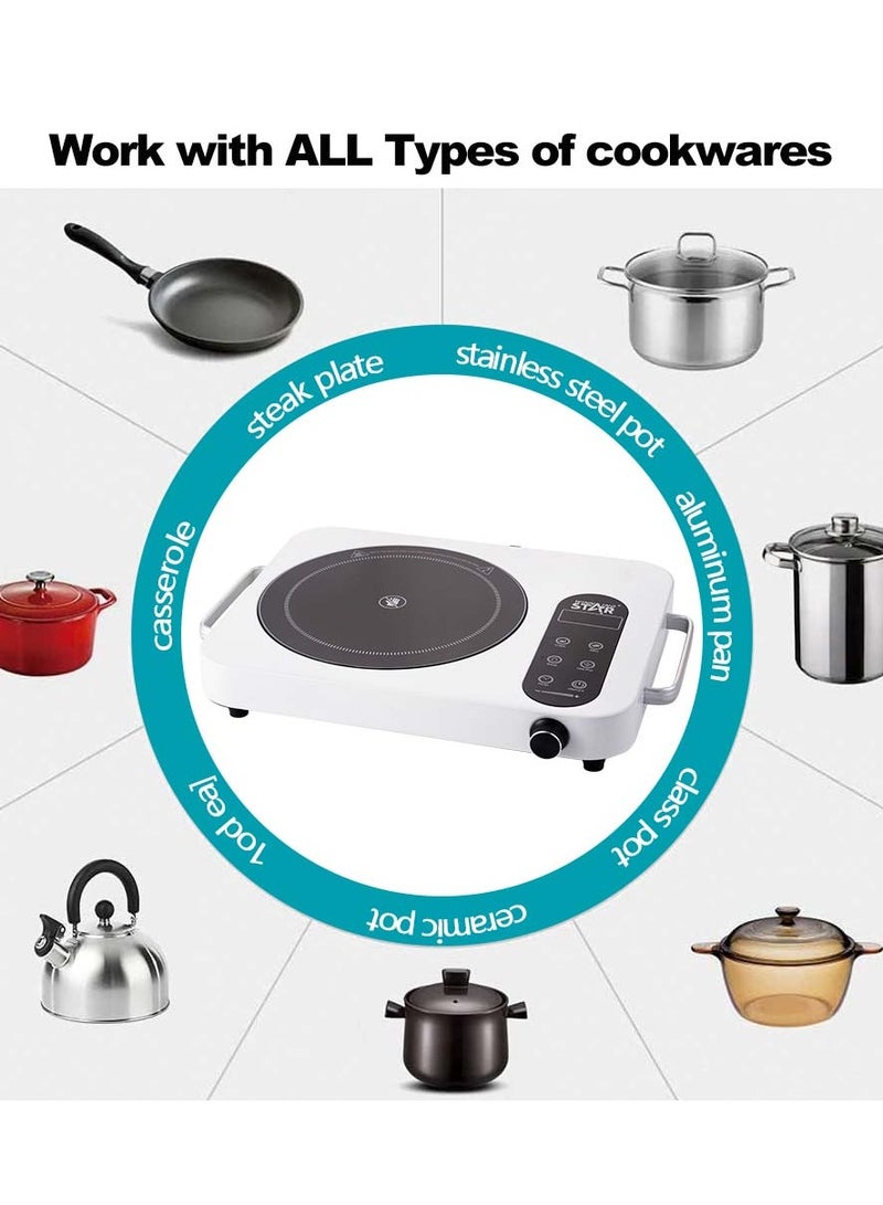 Winning Star 2200W Infrared Induction Cooktop, Electric Stove Burner, Electric Hot Plate, Single Electric Cooktops Countertop Stoveck for Home Dorm Office, Temperature Controls, Power Indicator Lights, Easy to Clean - Image 3