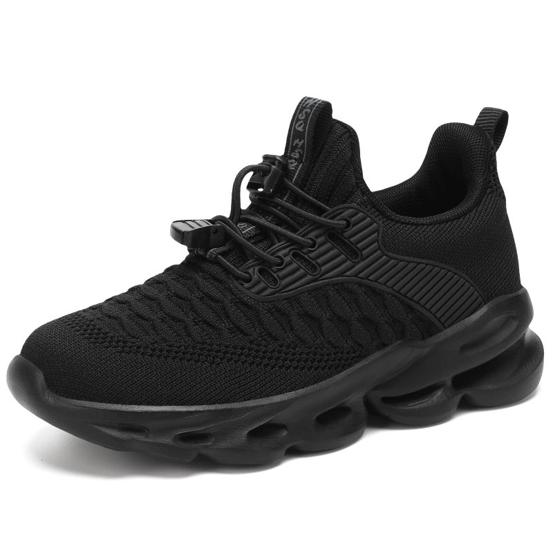 HSQ Boys Girls Kids Shoes Breathable Girls Tennis Shoes Lightweight Boys Sneakers Toddler Sneakers All Black Size 2 - Image 2