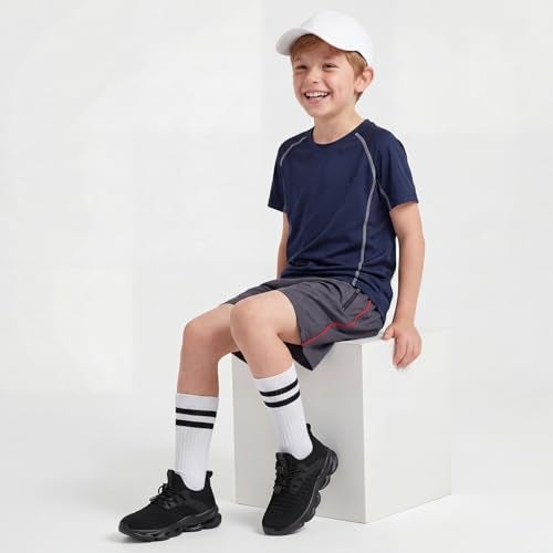 HSQ Boys Girls Kids Shoes Breathable Girls Tennis Shoes Lightweight Boys Sneakers Toddler Sneakers All Black Size 2 - Image 3