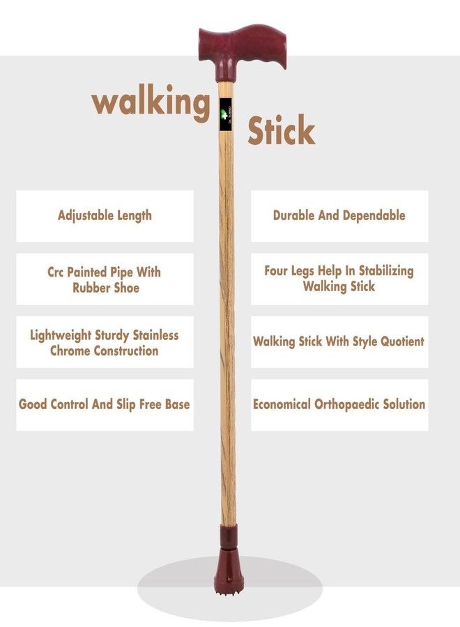 عصا مشي معدنية بلمسة نهائية خشبية من دكتور تورسو، قابلة لتعديل الارتفاع، مصنوعة من الفولاذ الطري، مناسبة للمرضى وكبار السن وذوي الاحتياجات الخاصة (لمسة نهائية خشبية). - Image 2