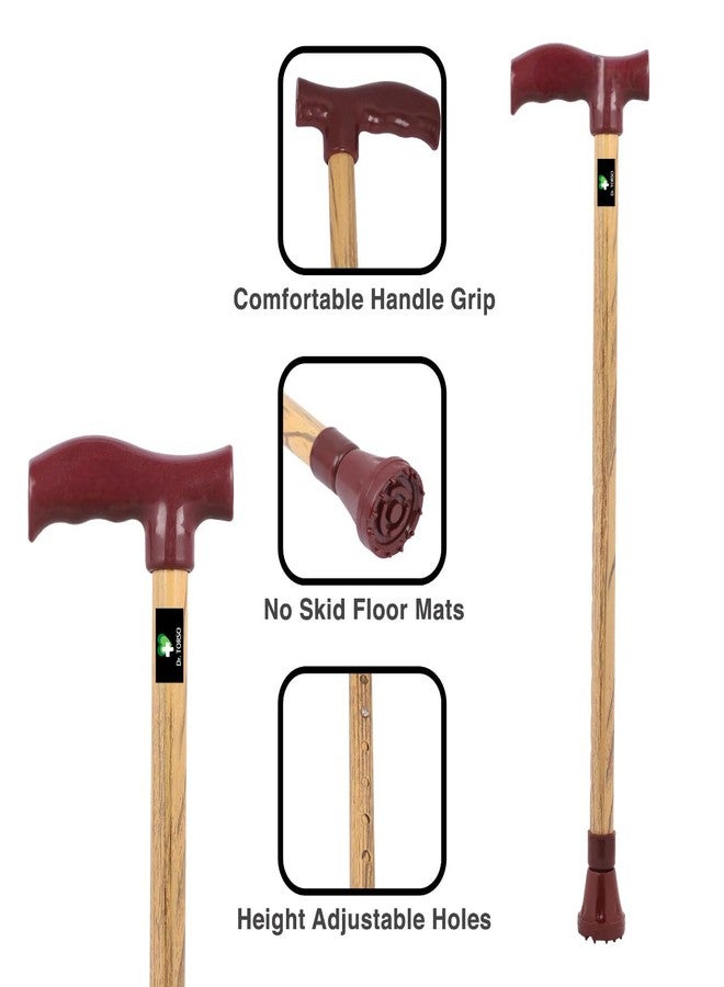 عصا مشي معدنية بلمسة نهائية خشبية من دكتور تورسو، قابلة لتعديل الارتفاع، مصنوعة من الفولاذ الطري، مناسبة للمرضى وكبار السن وذوي الاحتياجات الخاصة (لمسة نهائية خشبية). - Image 5