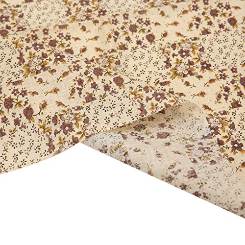 Antetek 7Pcs 20" x 20" Cotton Fabric DIY Making Supplies Quilting Patchwork Fabric Fat Quarter Bundles DIY for Quilting Cotton Patchwork Cushions (Brown, 20" x 20") - Image 3