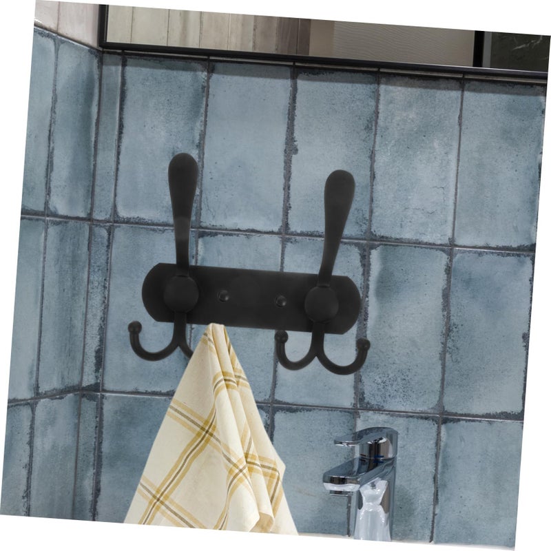 Stainless Steel Bathroom Towel Rack With 2 Hooks And Key Storage Wall Hanger - Image 5