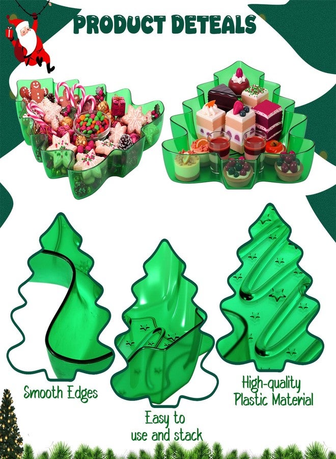 Wiwiqing 2 Pcs Christmas Tree Shaped Serving Tray Plastic Green Christmas Serving Platter Reusable Xmas Snack Tray Food Holder Appetizer Platter for Winter Xmas Themed Party Supplies Home Decoration - Image 3
